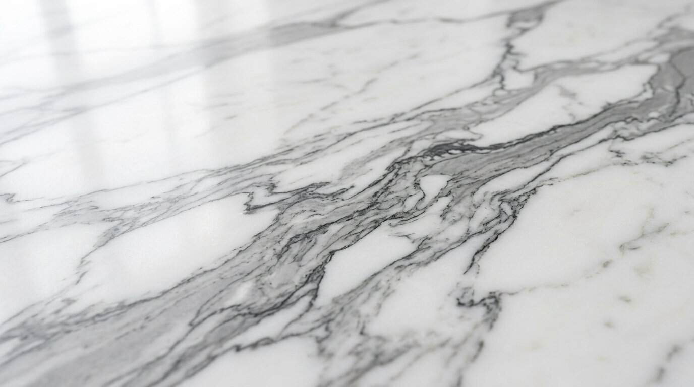 Close-up of white marble tile with gray veining for elegant interiors.